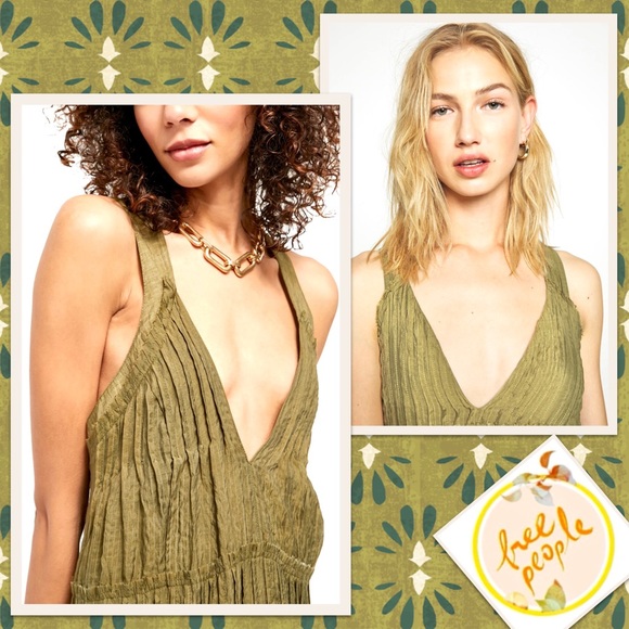 Free People Frankie Pintuck Maxi Dress in Olive (Army Green / Moss) - Picture 3 of 8